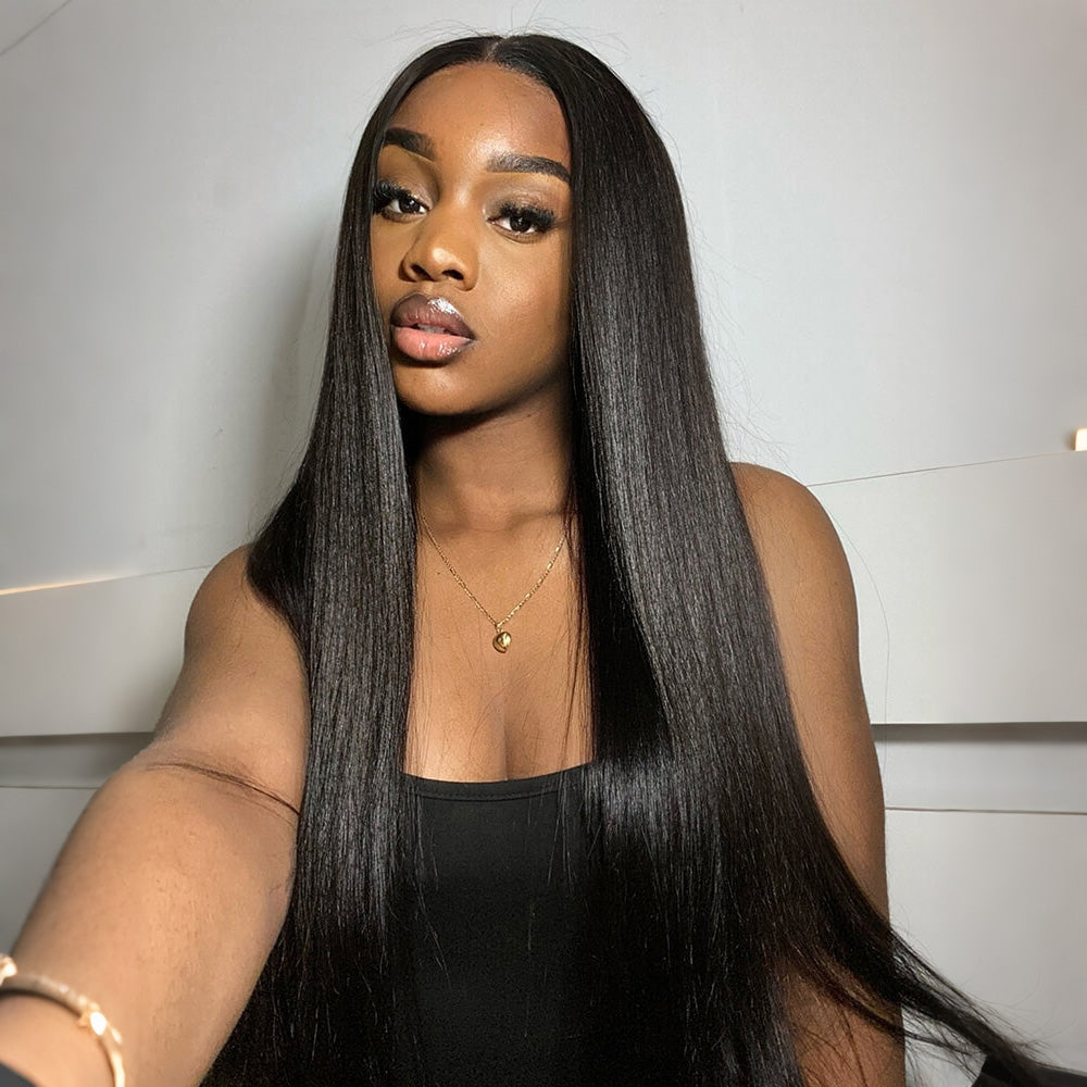 Ultra-fitted 13x6 Full Frontal Skinlike HD Lace Straight Human Hair Wigs with Elastic Drawstring Glueless Pre Everything Wigs