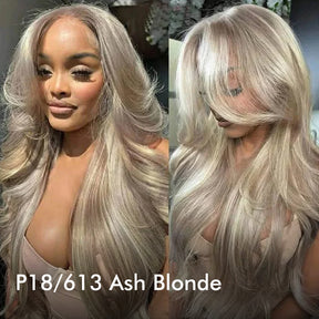 Curtain Bangs 613 Color Glueless HD Lace Wig Blonde Body Wave Human Hair Wigs