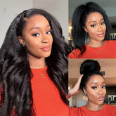 3 In 1 Half Wig | Kinky Straight Comfortable Fit No Glue Needed Install Flip Over Half Wig With Adjustable Drawstring