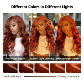 13x6 HD Burnt Orange Body Wave Wig Colored Human Hair Glueless Lace Wigs