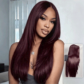 Black Cherry Layered Cut Glueless Wig 13x6 Lace Front Straight Human Hair
