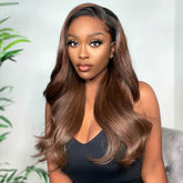 Pizazz T1B-4 Body Wave Full 13x6 Lace Frontal Virgin Human Hair Wigs 250% 12A Grade Human Hair ( 22Inch)