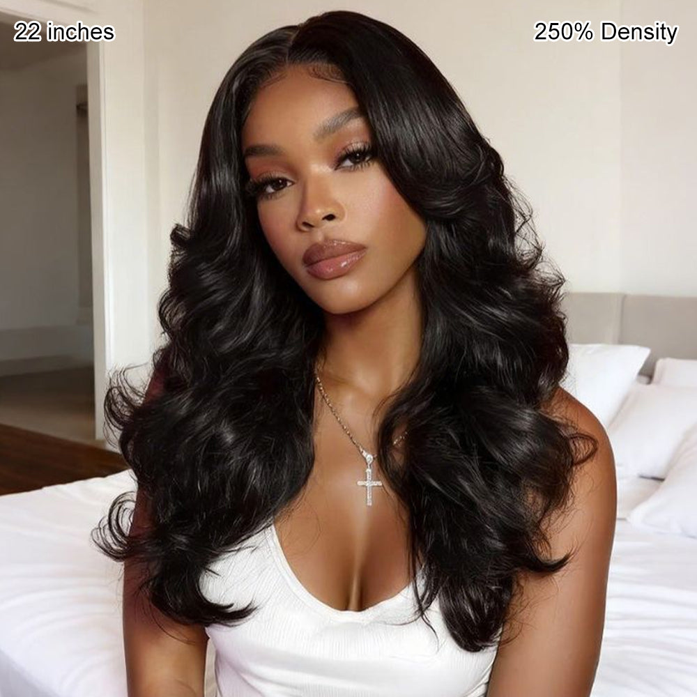 Pull Go 13x6 Full Glueless Wig Transparent Lace Front Wigs Body Wave Natural Black Flash Sale  Pizazz Hair