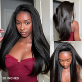 3 In 1 Half Wig | Yaki Straight Comfortable Fit Glueless Install Filp Over Half Wig With Adjustable Drawstring