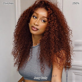 Reddish Brown #33 Colored Wigs Pre Cut 5x5 HD Lace Closure Glueless Human Hair Wigs Wear And Go