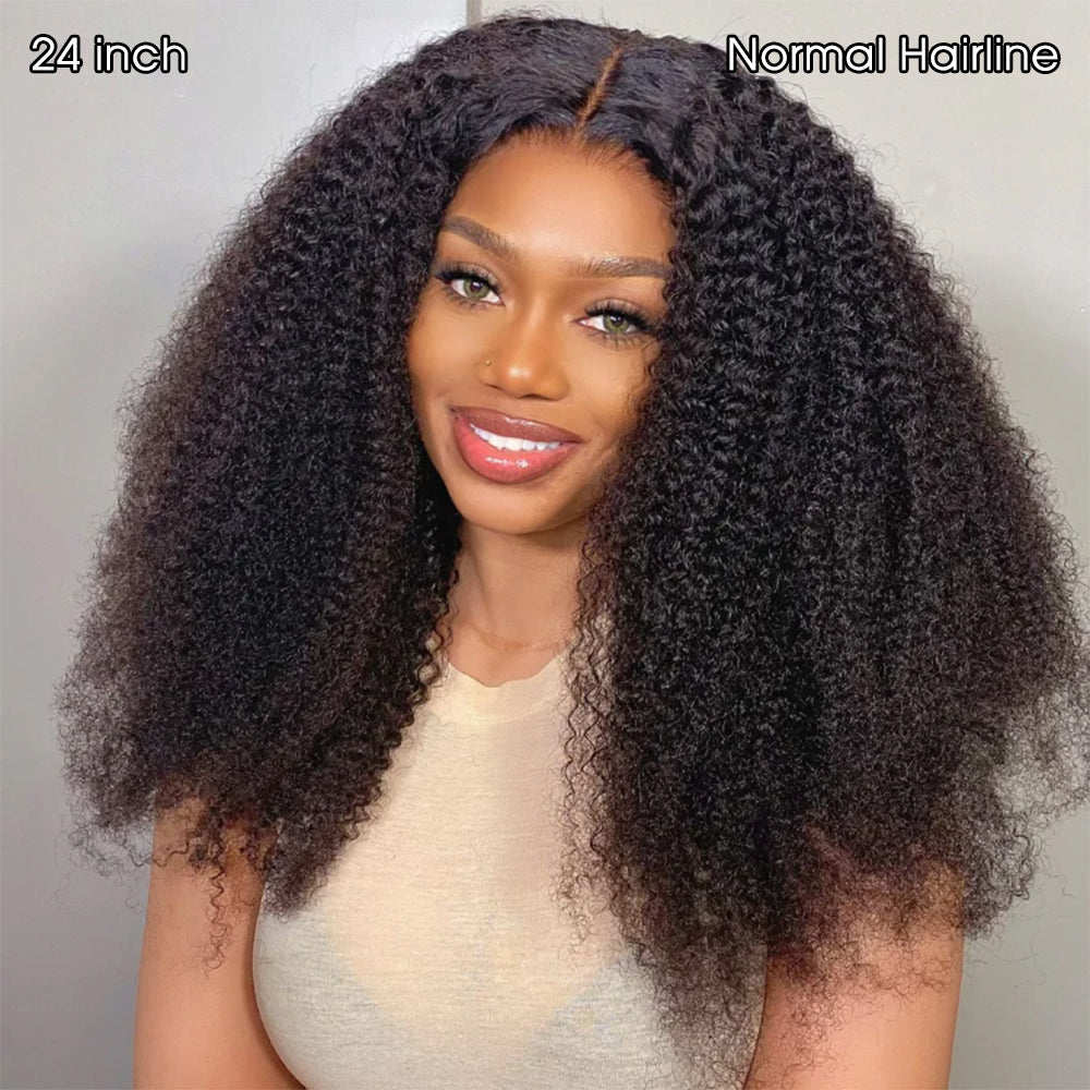 4C Hairline Afro Kinky Curly Wig 220% Density 13x4 Glueless HD Lace Wig