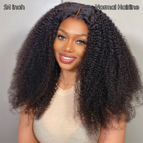 4C Hairline Afro Kinky Curly Wig 220% Density 13x4 Glueless HD Lace Wig