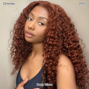 Reddish Brown #33 Colored Wigs Pre Cut 5x5 HD Lace Closure Glueless Human Hair Wigs Wear And Go