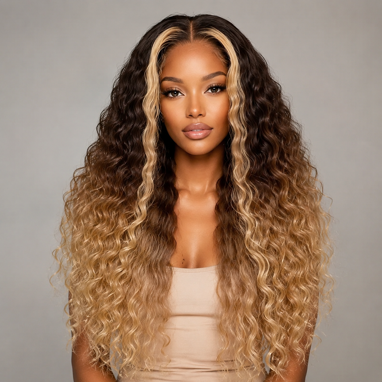 Glueless Ombre Brown To Blonde Highlight Deep Wave Lace Front Wig | 220 Density Pre Plucked Human Hair For Women