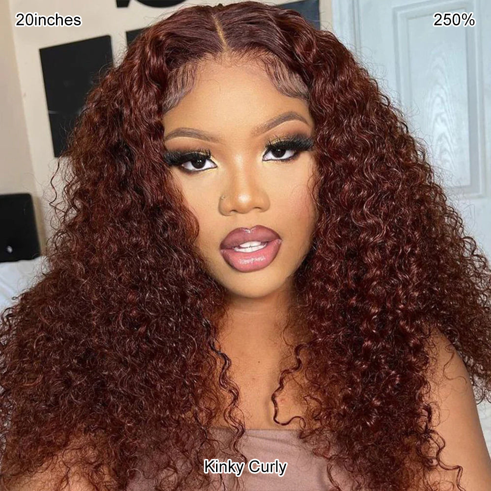Reddish Brown #33 Colored Wigs Pre Cut 5x5 HD Lace Closure Glueless Human Hair Wigs Wear And Go