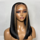 Honey Blonde Face Frame Streak Highlight Straight 13x4 HD Lace Bob Wig