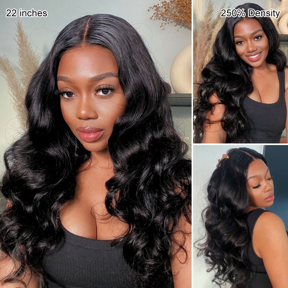 Pull Go 13x6 Full Glueless Wig Transparent Lace Front Wigs Body Wave Natural Black Flash Sale  Pizazz Hair