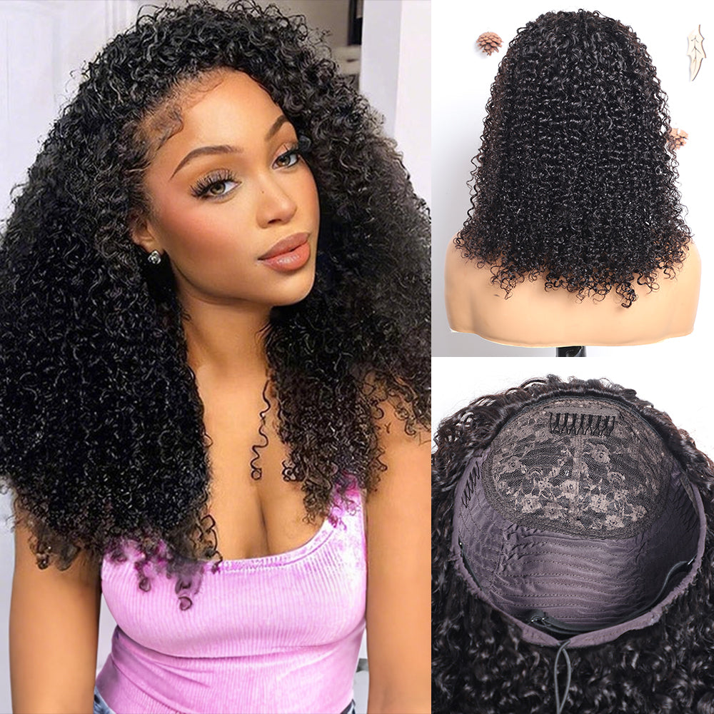 Pizazz Hair 3 In 1 Half Wig | Easy Wear Curly Wear Go Half Wig With Adjustable String Beginner Friendly