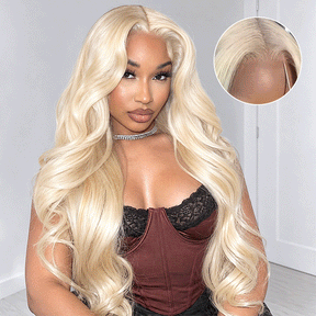 Honey Blonde 613 Color Body Wave Lace Front Human Hair Wigs Preplucked Hairline
