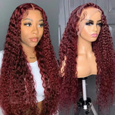 Pizazz 99J Burgundy Lace Front Wigs Human Hair Pre Plucked 12A 13x6 HD Lace Frontal Wigs with Baby Hair