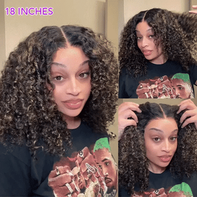Glueless Blonde HighlightJerry Curl 13x6 Pre-everything Human Hair With Drawstring Wigs 250% Density
