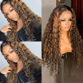 1B/30 Highlight Invisible Strap Fit Wigs Transparent Glueless 360 HD Lace Wigs Bleached Knots Pre Plucked Lace Wigs
