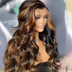 1B/30 Highlight Invisible Strap Fit Wigs Transparent Glueless 360 HD Lace Wigs Bleached Knots Pre Plucked Lace Wigs