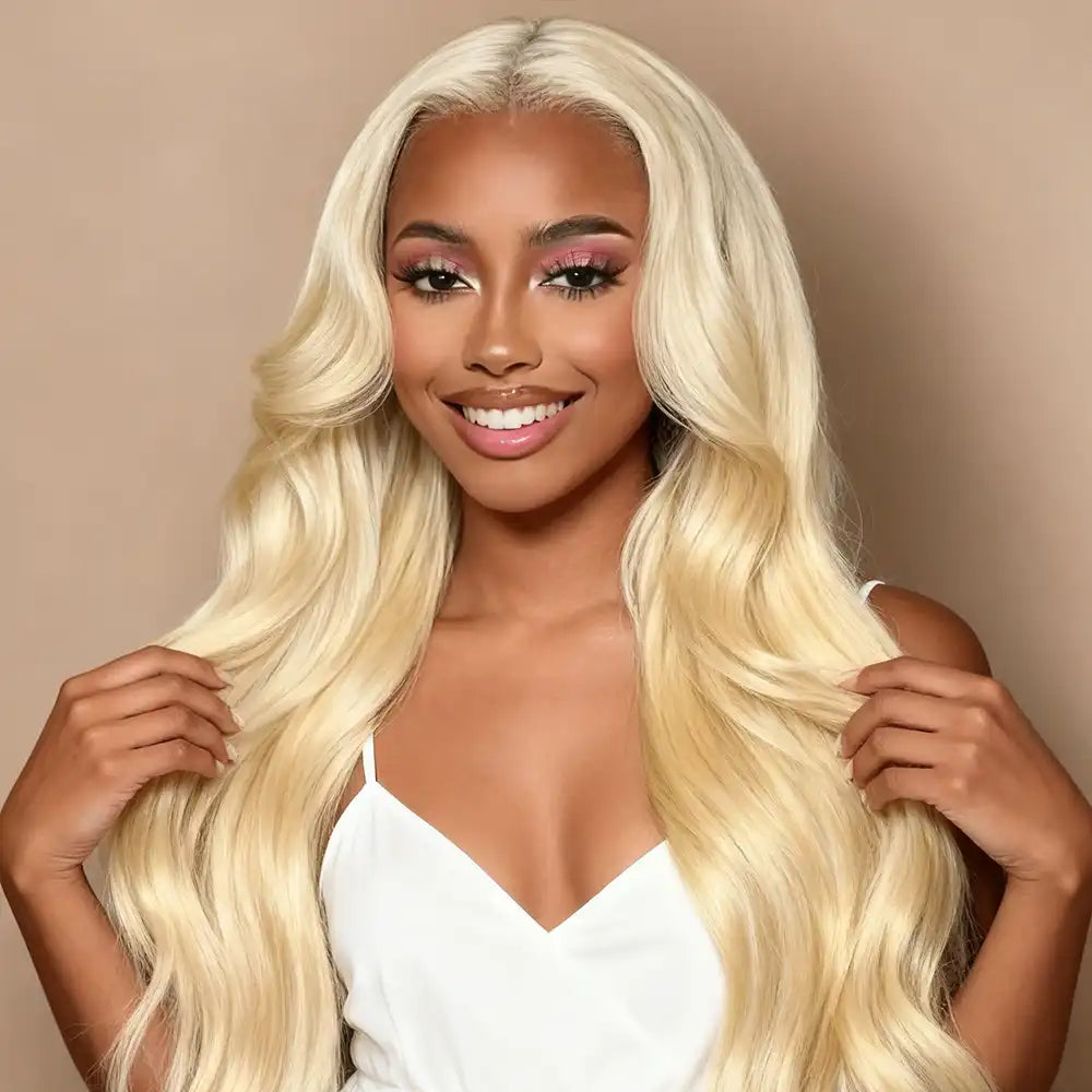 613 Blonde Glueless Pre Cut HD Lace Body Wave Real Human Hair Wig