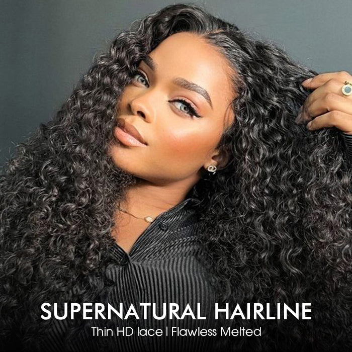13x6 Full HD Invisible Lace Frontal Wigs Jerry Curly Human Hair Wigs Pre Plucked Natural Hairline