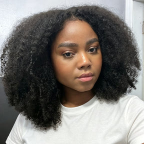 4C Hairline Afro Kinky Curly Wig 220% Density 13x4 Glueless HD Lace Wig