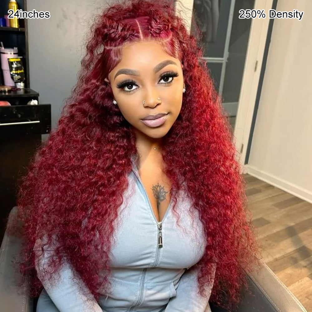 Pizazz 99J Burgundy Lace Front Wigs Human Hair Pre Plucked 12A 13x6 HD Lace Frontal Wigs with Baby Hair