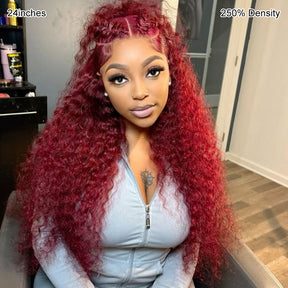 Pizazz 99J Burgundy Lace Front Wigs Human Hair Pre Plucked 12A 13x6 HD Lace Frontal Wigs with Baby Hair