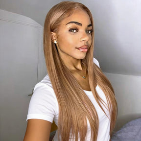 Pizazz Hair Light Flaxen Brown 16# Cozy Blonde Straight  Wigs 13x6 Lace Frontal Wig for Black Girl