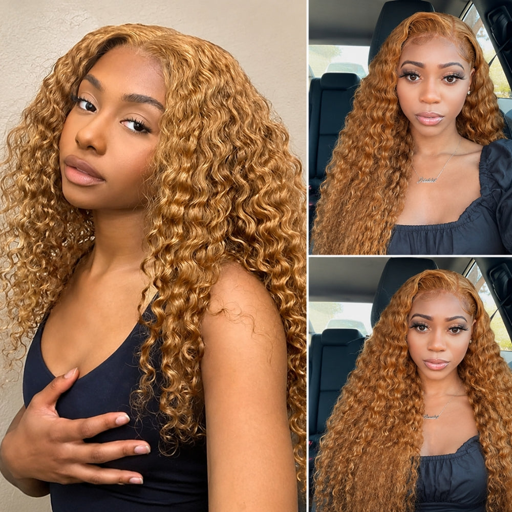 Beyonce Hair 13x6 Pre Everything Lace Front Honey Blonde #27 Color Deep Wave Wig Human Hair 220% Density