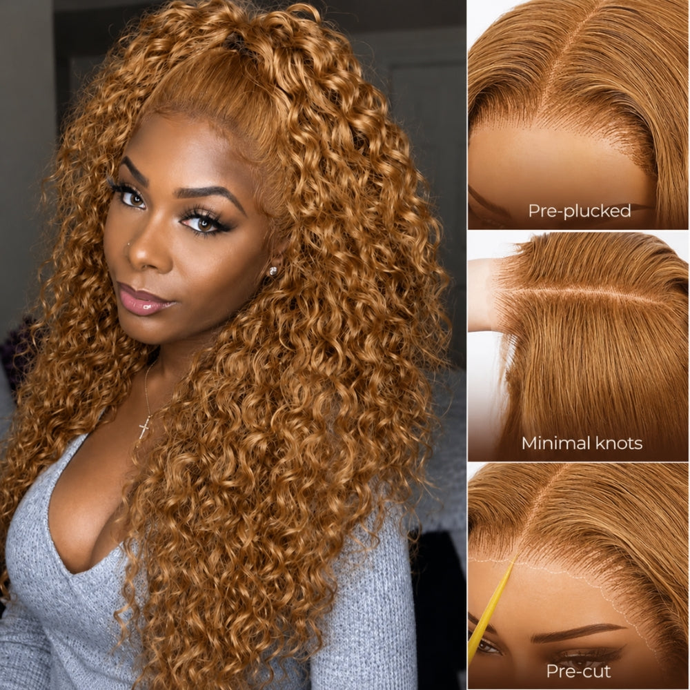 Beyonce Hair 13x6 Pre Everything Lace Front Honey Blonde #27 Color Deep Wave Wig Human Hair 220% Density