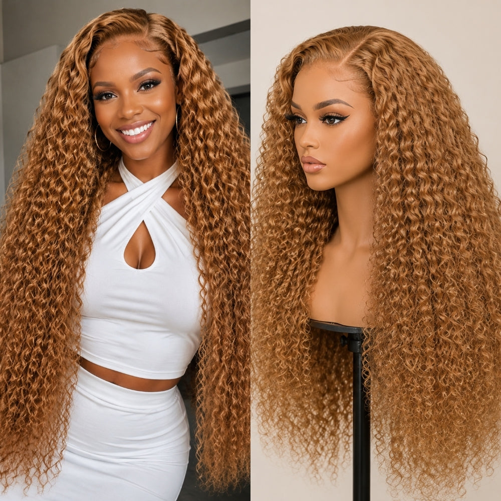 Beyonce Hair 13x6 Pre Everything Lace Front Honey Blonde #27 Color Deep Wave Wig Human Hair 220% Density