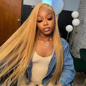 Sunlit Honey Blonde Glueless Lace Front Wig #27 Colored Human Hair Wigs