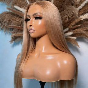 Pizazz Hair Light Flaxen Brown 16# Cozy Blonde Straight  Wigs 13x6 Lace Frontal Wig for Black Girl