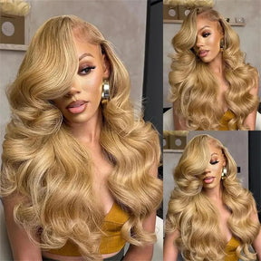 #27 Honey Blonde Body Wave Wig 8x5  Glueless Lace Front Wig 180% Human Hair Wig