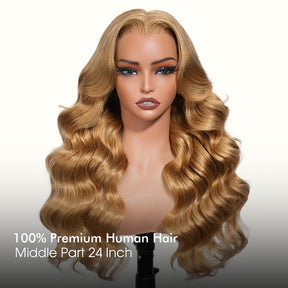 Honey Blonde Body Wave Wig 13x6 HD Lace Frontal Wig 220% Density