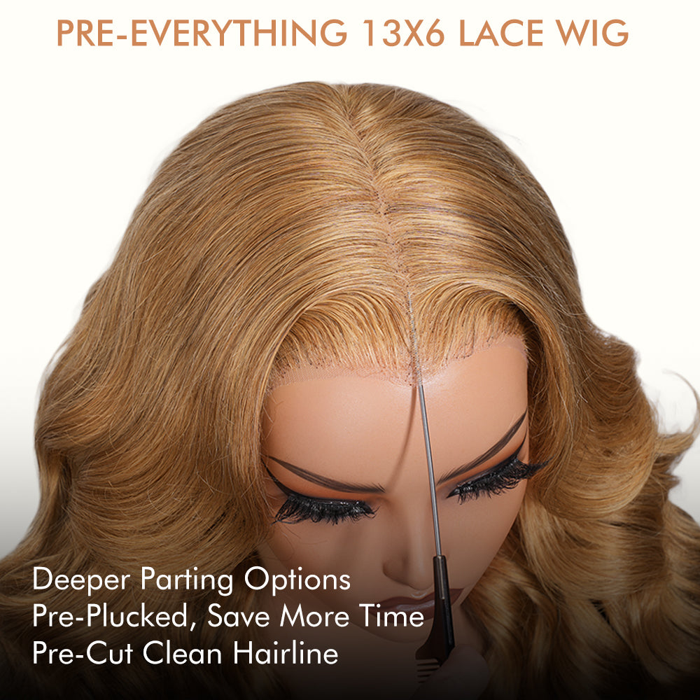Honey Blonde Body Wave Wig 13x6 HD Lace Frontal Wig 220% Density