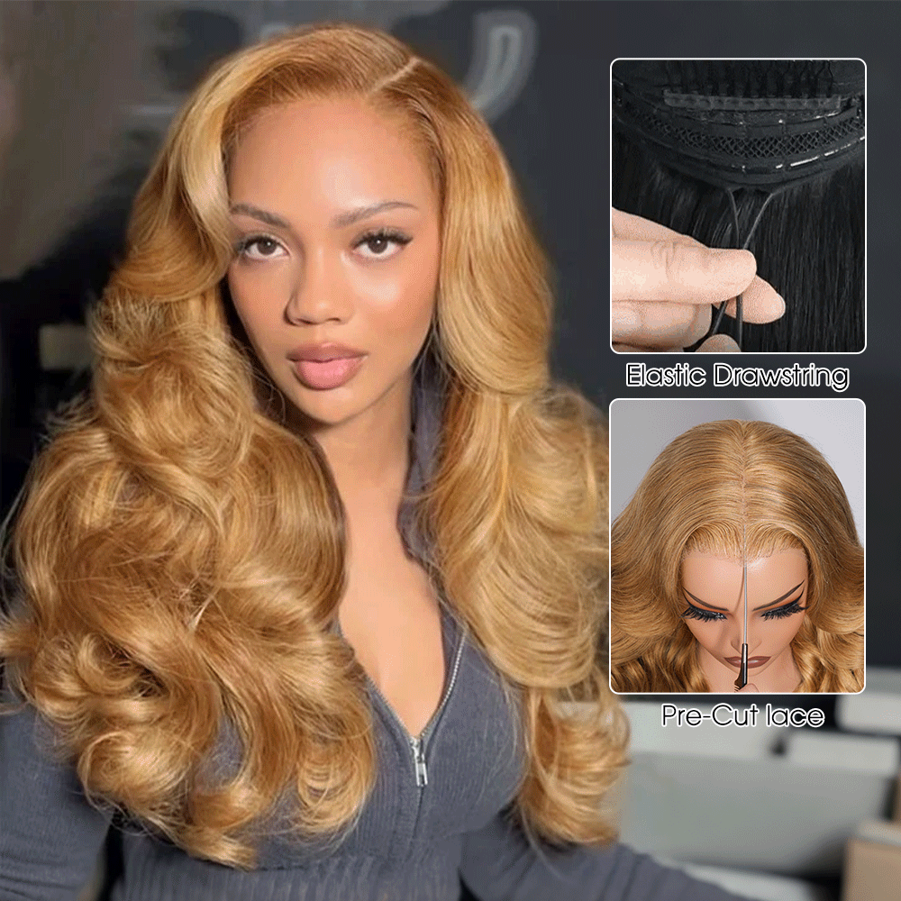 Honey Blonde Body Wave Wig 13x6 HD Lace Frontal Wig 220% Density