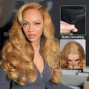 Honey Blonde Body Wave Wig 13x6 HD Lace Frontal Wig 220% Density