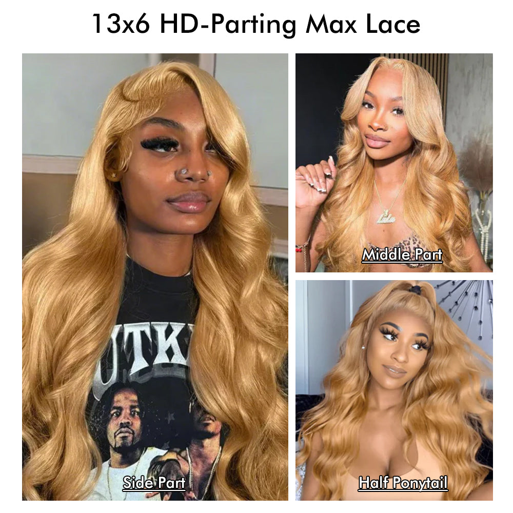 Honey Blonde Body Wave Wig 13x6 HD Lace Frontal Wig 220% Density