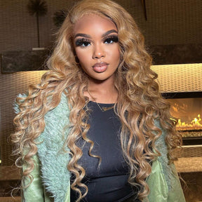 Pure Color #27 Loose Deep Wave Honey Blonde Lace Front Wig 8x5/13×6 Pre-everything Human Hair Wigs