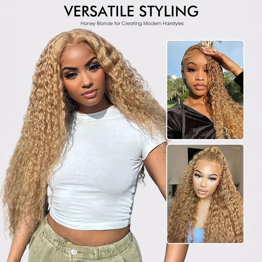 #27 Honey Blonde Water Wave 13x6 Pre Everything Lace Wig
