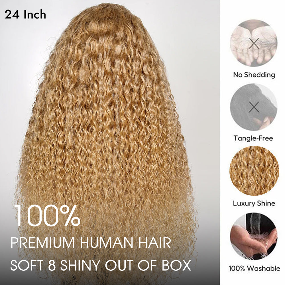 #27 Honey Blonde Water Wave 13x6 Pre Everything Lace Wig