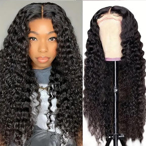 Invisible Knots Wig 8x5 & 13x4 Pre-Everything Glueless Lace Wigs Water Wave Wig With Ear Tapes Black Wigs