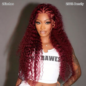 Pizazz 99J Burgundy Lace Front Wigs Human Hair Pre Plucked 12A 13x6 HD Lace Frontal Wigs with Baby Hair