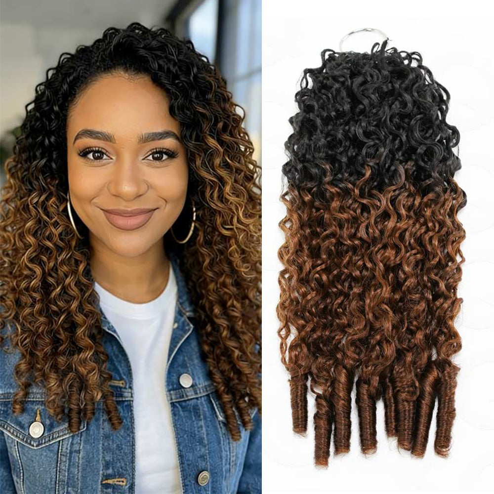 T1B/30 Raw Burmese Curly Crochet Human Hair Pre Separated Miracle Knot Feather Braiding Hair For Boho Knotless Braids