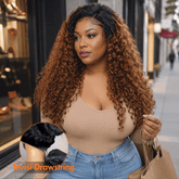3 In 1 Half Wig | Blonde Burmese Curly with Black Roots No Glue Needed Install Flip Over Half Wig With Adjustable Drawstring