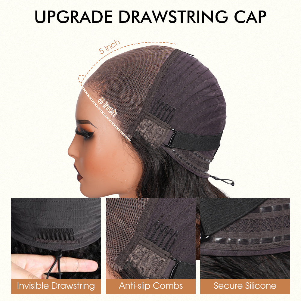Glueless Short Bob Wig Water Wave 8x5 Pre-Cut Lace Bleached Knots Ready To Wear