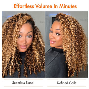 3 In 1 Half Wig | Burmese Curly Highlight 427 Color Curly No Glue Needed Install Filp Over Half Wig With Adjustable Drawstring