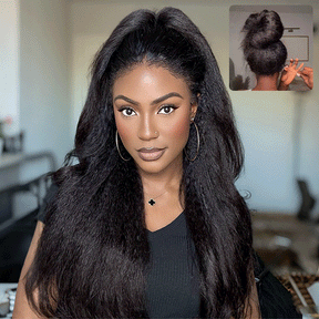 Pizazz Hair 4C Edges Invisi Strap Snug Fit 360 hd Lace Frontal Kinky Straight Wig with Pre Plucked Hairline Human Hair Wigs