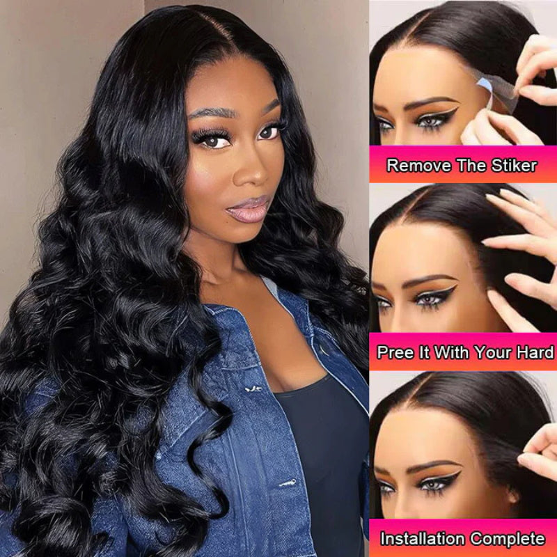 Pizazz Body Wave 13x4 Pre Everything Lace Frontal Human Hair Wigs Glueless Wear And Go Wigs For Beginners